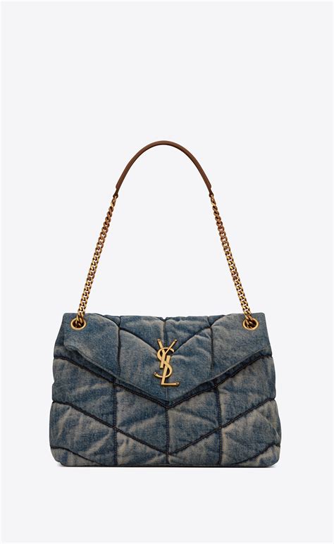 ysl puffer bag denim|ysl loulou puffer suede.